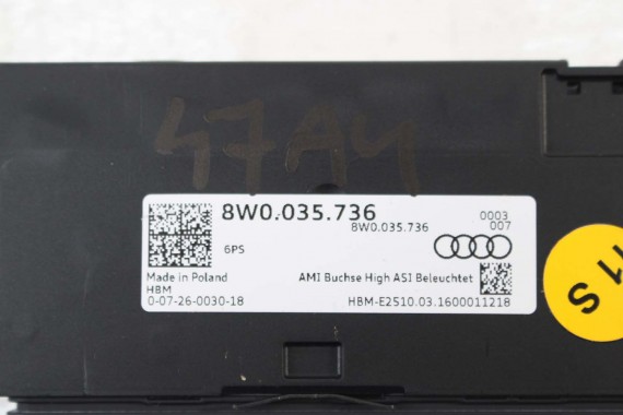 AUDI A4 A5 Q5 PORT USB PRZYŁĄCZE AUX 8W0035736 8W0 035 736 8W 80A R8 8S PANEL WEJŚCIE 8W0035736 8W0035736 8W0035736 8W0035736