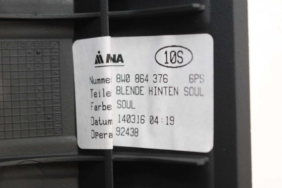 AUDI A4 A5 WYKOŃCZENIE TUNELU ŚRODKOWEGO 8W0864376 8W0 864 376 6PS - czarny (soul) 8W B9 8W0864376 8W0864376 8W0864376 8W0863300