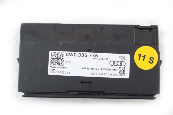 AUDI A4 A5 Q5 PORT USB PRZYŁĄCZE AUX 8W0035736 8W0 035 736 8W 80A R8 8S PANEL WEJŚCIE 8W0035736 8W0035736 8W0035736 8W0035736