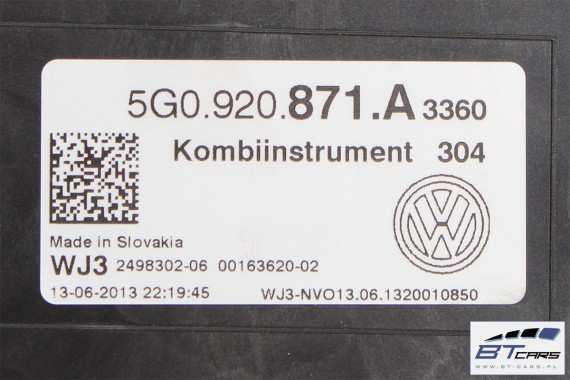 VW GOLF 7 VII ZEGARY ZEGAR LICZNIKI DIESEL 5G0920871A 5G0 920 871 A WYŚWIETLACZ WIELOFUNKCYJNY COLOUR ZESTAW WSKAŹNIKÓW LICZNIK