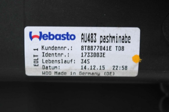 AUDI A5 SPORTBACK SZYBERDACH DACH 8T8877041E 8T8877049 8T8 877 041 E 8T FL LIFT DACH  8T8877041E 8T8877049 8T8877071 8T8877049