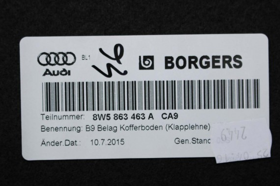 AUDI A4 B9 SEDAN BOCZEK + PAS + DYWAN BAGAŻNIKA 8W5863879B 8W5863880B 8W5863471 8W5863463A boczki bagażnik tapicerka 8W5863879F