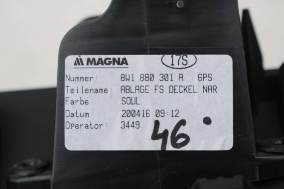 AUDI A4 A5 SCHOWEK KONSOLI KIEROWCY 8W1880301A 8W1 880 301 A 8W1880301A 8W 6PS czarny 8W1880301A 8W1880301 8W1880301D 8W1880301