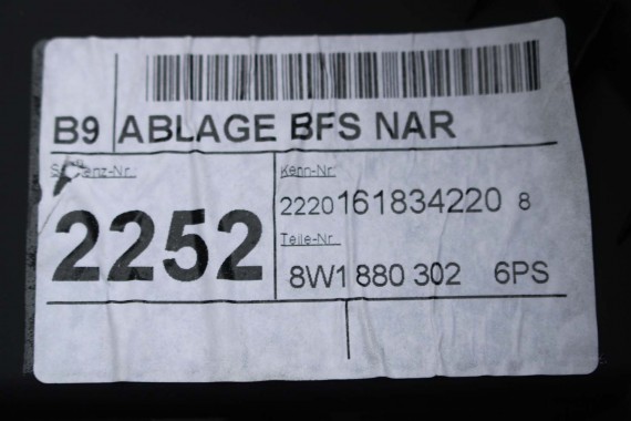 AUDI A4 A5 SCHOWEK KONSOLI PASAŻERA 8W1880302 8W1 880 302 STRONA PRAWA 8W 6PS czarny SCHOWKI 8W1880302 8W1880302B 8W1880302D