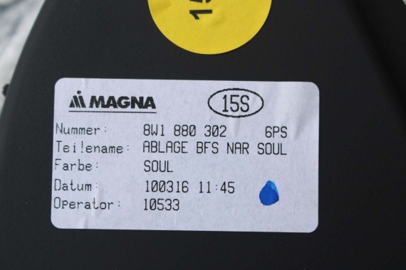 AUDI A4 A5 SCHOWEK KONSOLI PASAŻERA 8W1880302 8W1 880 302 STRONA PRAWA 8W 6PS czarny SCHOWKI 8W1880302 8W1880302B 8W1880302D