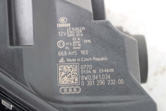 AUDI A4 8W PRZÓD maska błotniki zderzak pas przedni lampy wzmocnienie lampa FULL LED 0C0C LX7R szary 8W0941033 8W0941034 B9 0C