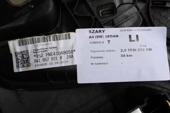 AUDI A4 A5 KONSOLA DESKA ROZDZIELCZA 8W1857001H KOKPIT PULPIT 8W1857001H czarna 8W1857001G 8W1857001F 8W1857001J 8W1857001H b9