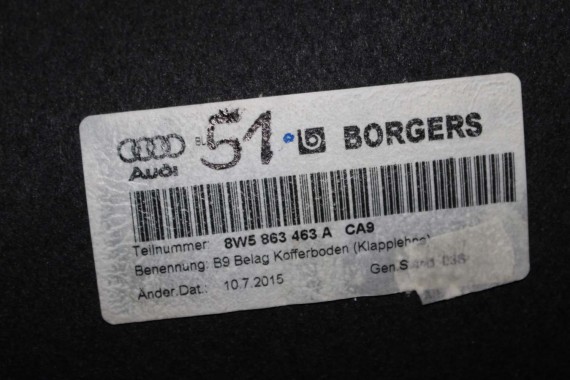 AUDI A4 B9 SEDAN BOCZEK + PAS + DYWAN BAGAŻNIKA 8W5863879B 8W5863880B 8W5863471 8W5863463A boczki bagażnik tapicerka 8W5863879F