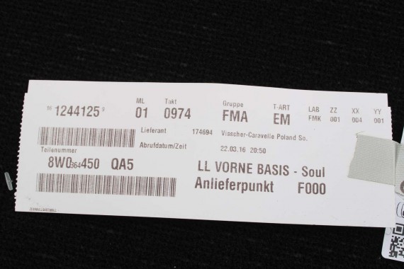 AUDI A4 A5 DYWANIKI PODŁOGI 8W1863691A 8W0864450 wycieraczki 8W1 863 691 A 8W1 863 713 8W1863714 8W0864450 8W0863723 8W0863724