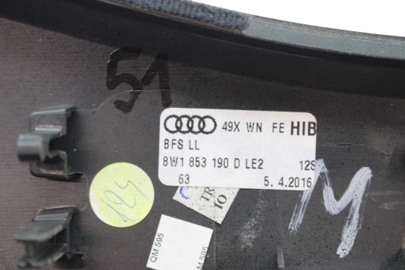 AUDI A4 A5 8W LISTWY OZDOBNE LISTWA DEKOR DEKORY WYKOŃCZENIE TAPICERKA 8W1853190D 8W1863969B 8W0867410Q 8W0867420B LE2 drewno