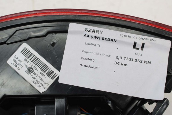 AUDI A4 8W SEDAN LAMPY LED TYLNE TYŁ 8W5945091C 8W5945092C 8W5945093C 8W5945094C 8W5 945 091 C lampa 8W B9 8W5945091B 8W5945092B