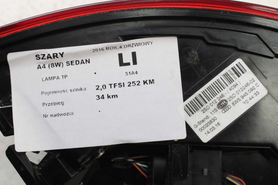 AUDI A4 8W SEDAN LAMPY LED TYLNE TYŁ 8W5945091C 8W5945092C 8W5945093C 8W5945094C 8W5 945 091 C lampa 8W B9 8W5945091B 8W5945092B