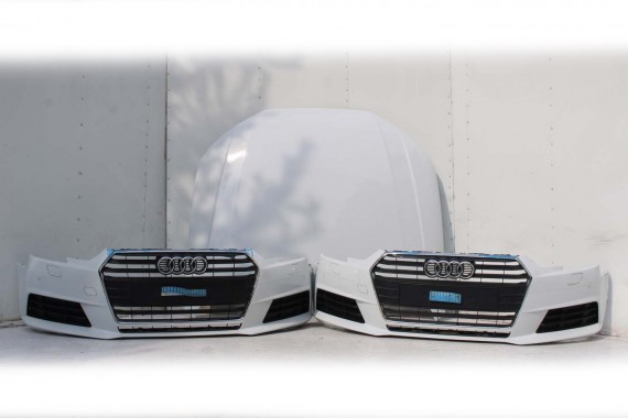 AUDI A4 8W PRZÓD maska błotniki zderzak + TYŁ klapa lampy + DRZWI lewa prawa strona PAKIET 2Y2Y LS9R Biały + FELGI 8W0941034 B9