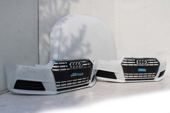 AUDI A4 8W PRZÓD maska błotniki zderzak + TYŁ klapa lampy + DRZWI lewa prawa strona PAKIET 2Y2Y LS9R Biały + FELGI 8W0941034 B9