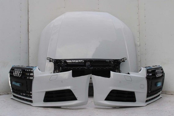 AUDI A4 8W PRZÓD maska błotniki zderzak + TYŁ klapa lampy + DRZWI lewa prawa strona PAKIET 2Y2Y LS9R Biały + FELGI 8W0941034 B9