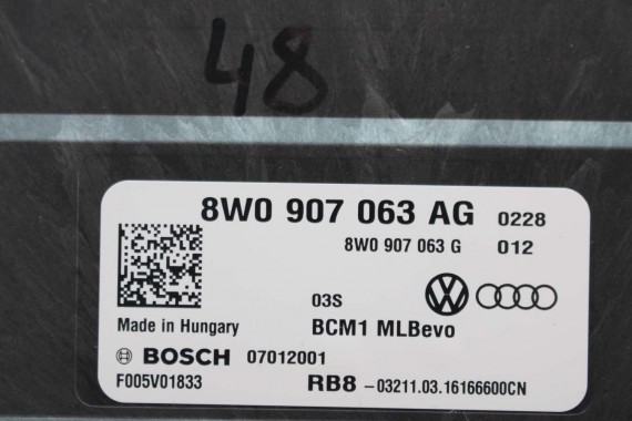 AUDI A4 A5 Q7 MODUŁ STEROWNIK BORDNETZ BCM 8W0907063AG 8W0907063G 8W0 907 063 AG 8W0907063AH MOCY 8W 4M 8W0907063AG FULL LED