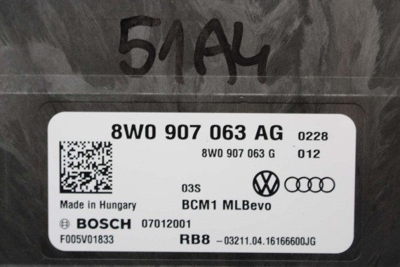 AUDI A4 A5 Q7 MODUŁ STEROWNIK BORDNETZ BCM 8W0907063AG 8W0907063G 8W0 907 063 AG 8W0907063AH MOCY 8W 4M 8W0907063AG FULL LED
