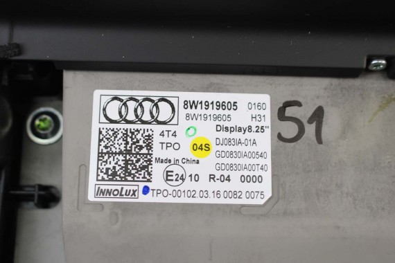 AUDI A4 A5 MONITOR EKRAN LCD WYŚWIETLACZ 8W1919605 8W1 919 605 8"25 CALA 8W1919605  8W1919605 MMI HIGH 8W F5 8W0919605 8W1919605
