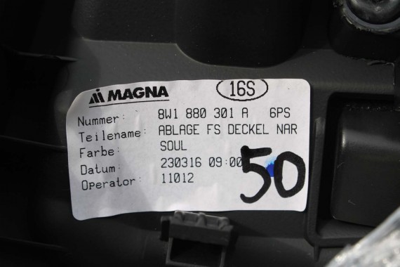 AUDI A4 A5 SCHOWEK KONSOLI KIEROWCY 8W1880301A 8W1 880 301 A 8W1880301A 8W 6PS czarny 8W1880301A 8W1880301 8W1880301D 8W1880301