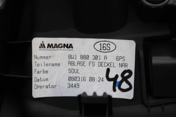 AUDI A4 A5 SCHOWEK KONSOLI KIEROWCY 8W1880301A 8W1 880 301 A 8W1880301A 8W 6PS czarny 8W1880301A 8W1880301 8W1880301D 8W1880301