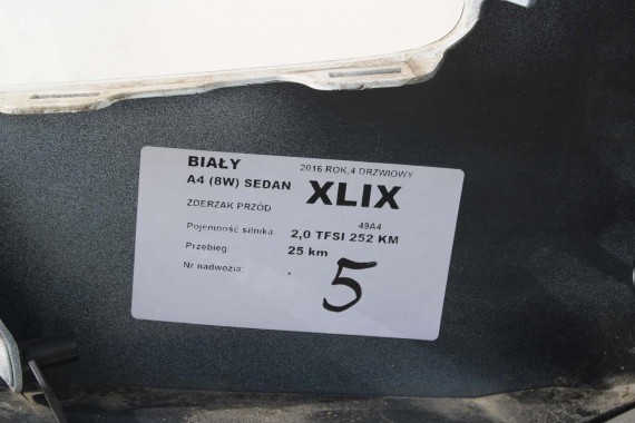 AUDI A4 8W PRZÓD maska błotniki zderzak przedni 2Y2Y LS9R Biały B9 8W0807065 8W0807611 8W0821105A 8W0821106A 8W0823029 8W0807681