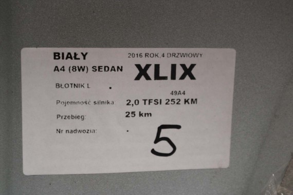AUDI A4 8W PRZÓD maska błotniki zderzak przedni 2Y2Y LS9R Biały B9 8W0807065 8W0807611 8W0821105A 8W0821106A 8W0823029 8W0807681