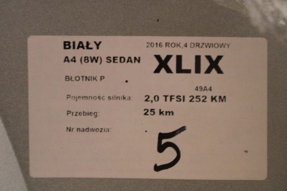 AUDI A4 8W PRZÓD maska błotniki zderzak przedni 2Y2Y LS9R Biały B9 8W0807065 8W0807611 8W0821105A 8W0821106A 8W0823029 8W0807681