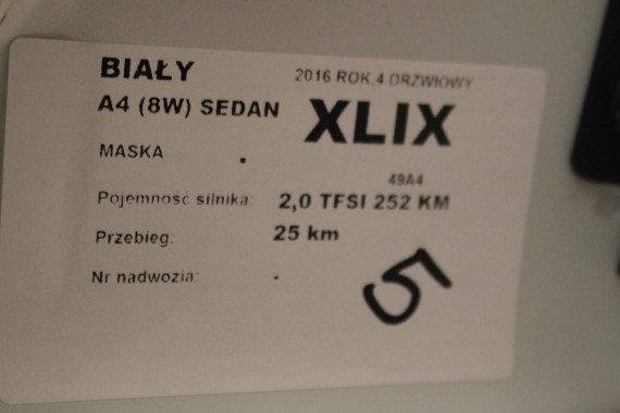 AUDI A4 8W PRZÓD maska błotniki zderzak przedni 2Y2Y LS9R Biały B9 8W0807065 8W0807611 8W0821105A 8W0821106A 8W0823029 8W0807681