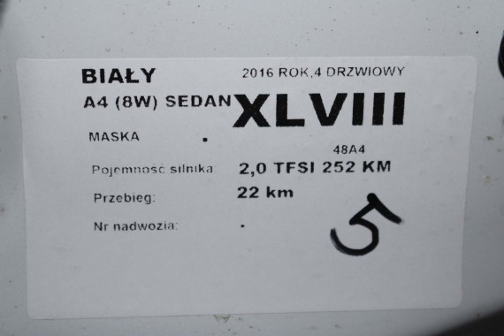 AUDI A4 SEDAN TYŁ ZDERZAK tylny + KLAPA BAGAŻNIKA 8W B9 2Y2Y LS9R biały ZESTAW KOMPLET 8W5827025 8W5807511 8W5807067 8W5807521