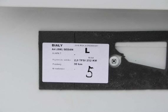 AUDI A4 SEDAN TYŁ ZDERZAK tylny + KLAPA BAGAŻNIKA 8W B9 2Y2Y LS9R biały ZESTAW KOMPLET 8W5827025 8W5807511 8W5807067 8W5807521