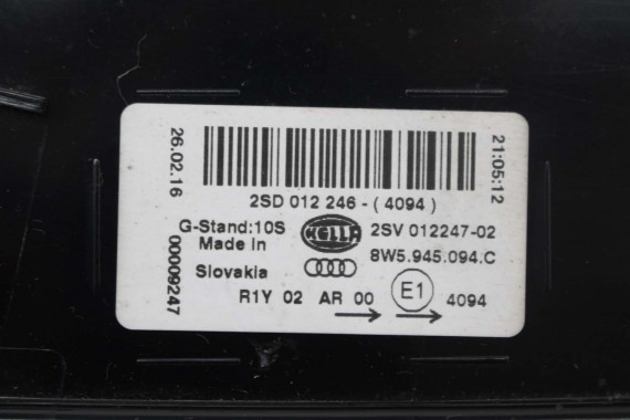AUDI A4 8W SEDAN LAMPY LED TYLNE TYŁ 8W5945091C 8W5945092C 8W5945093C 8W5945094C 8W5 945 091 C lampa 8W B9 8W5945091B 8W5945092B