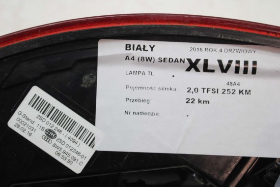AUDI A4 8W SEDAN LAMPY LED TYLNE TYŁ 8W5945091C 8W5945092C 8W5945093C 8W5945094C 8W5 945 091 C lampa 8W B9 8W5945091B 8W5945092B