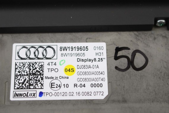 AUDI A4 A5 MONITOR EKRAN LCD WYŚWIETLACZ 8W1919605 8W1 919 605 8"25 CALA 8W1919605  8W1919605 MMI HIGH 8W F5 8W0919605 8W1919605