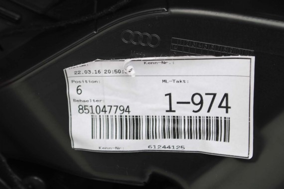 AUDI A4 8W BOCZEK BOCZKI DRZWI drzwiowe tapicerka SEDAN 8W 8W5 B9 skóra kolor czarny 8W1867103 8W1867104 8W0867303 8W0867304