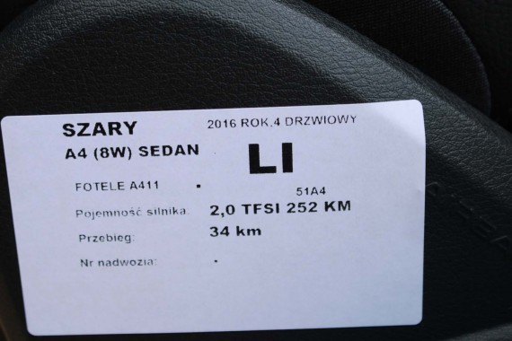 AUDI A4 8W SEDAN FOTELE KOMPLET FOTELI siedzeń siedzenia fotel tapicerka 8W5 8W skóra kolor czarny B9 fotele tapicerka czarna 8W