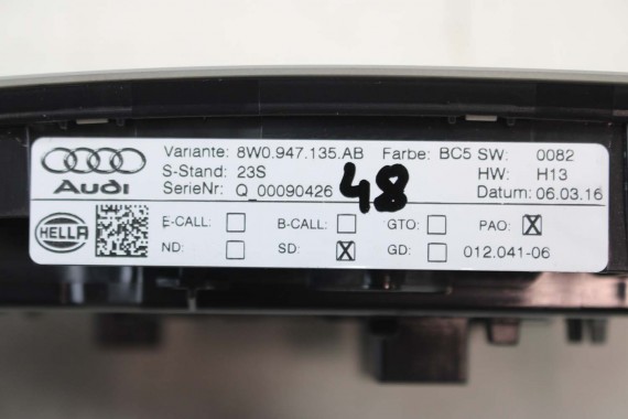 AUDI A4 LAMPKA PODSUFITKI BC5 szara 8W0947135AB 8W0 947 135 AB 4K0947135C 4K0947135AF 8W0947135AB 4K0947135C 4K0947135AF 8W B9