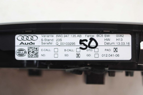 AUDI A4 LAMPKA PODSUFITKI BC5 szara 8W0947135AB 8W0 947 135 AB 4K0947135C 4K0947135AF 8W0947135AB 4K0947135C 4K0947135AF 8W B9
