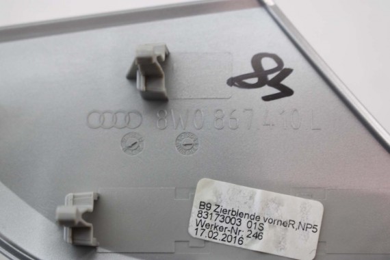 AUDI A4 LISTWY OZDOBNE DEKORY 8W1863969 8W1853189 8W1853190 8W0867409L 8W0867410L 8W0867419 8W0867420 dekor listwa 8W 8W1863969R
