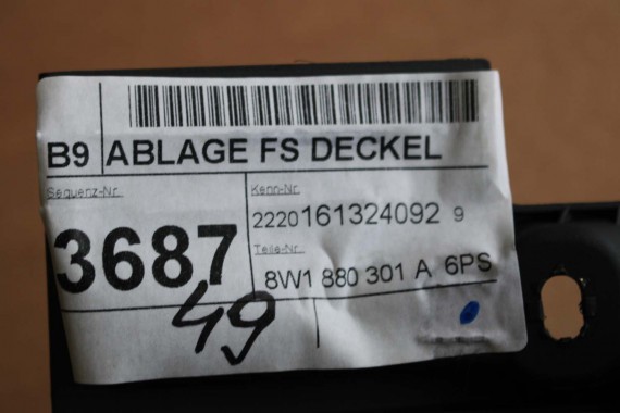 AUDI A4 A5 SCHOWEK KONSOLI KIEROWCY 8W1880301A 8W1 880 301 A 8W1880301A 8W 6PS czarny 8W1880301A 8W1880301 8W1880301D 8W1880301