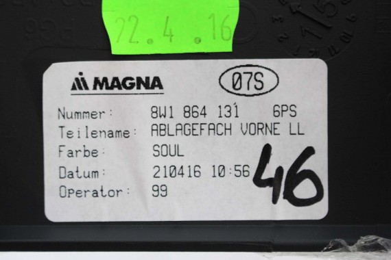 AUDI A4 PÓŁECZKA PÓŁKA POPIELNICZKA 8W1864131 8W B9 8W1 864 131 8W1864131 8W1864131 8W1864131 8W1864131 8W1864131 8W1864131 A5