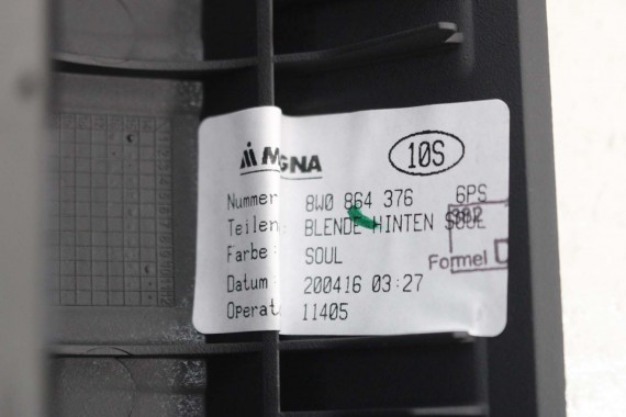 AUDI A4 A5 WYKOŃCZENIE TUNELU ŚRODKOWEGO 8W0864376 8W0 864 376 6PS - czarny (soul) 8W B9 8W0864376 8W0864376 8W0864376 8W0863300