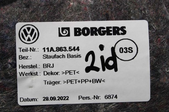 VW ID4 Pro DYWAN BAGAŻNIKA 11A863544 11A863544 11A863544 bagażnik tapicerka 11A863544 WYKŁADZINA PODŁOGA WNĘKI 11A863544 11A