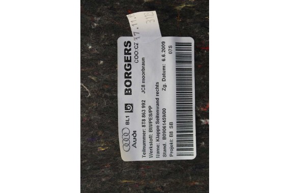 AUDI A5 SPORTBACK BOCZEK DYWAN TAPICERKA BAGAZNIKA 8T8864483 8T8861529 8T0863463 8T8863879M 8T8863880M boczki bagażnik tapicerka