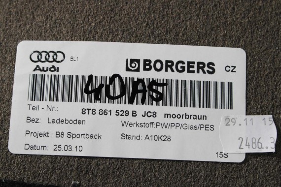 AUDI A5 SPORTBACK BOCZEK DYWAN TAPICERKA BAGAZNIKA 8T8864483 8T8861529 8T0863463 8T8863879M 8T8863880M boczki bagażnik tapicerka