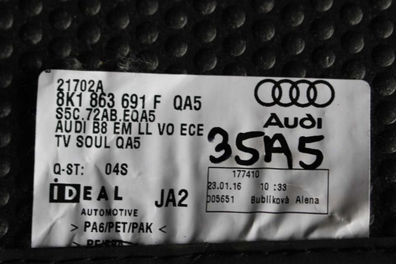AUDI A4 8K A5 DYWANIKI PODŁOGI 8K1863691F 8K0864450B wycieraczki 8K1863691H 8K0864450C 'QA5' czarny soul) LIFT 8K0 864 450 B 8T8