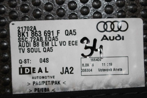 AUDI A4 8K A5 DYWANIKI PODŁOGI 8K1863691F 8K0864450B wycieraczki 8K1863691H 8K0864450C 'QA5' czarny soul) LIFT 8K0 864 450 B 8T8
