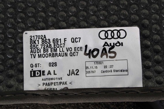 AUDI A4 8K A5 DYWANIKI PODŁOGI 8K1863691F 8K0864450B wycieraczki 8K1863691H 8K0864450C QC7 brąz LIFT 8K0 864 450 8T8 8K1863691