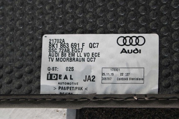 AUDI A4 8K A5 DYWANIKI PODŁOGI 8K1863691F 8K0864450B wycieraczki 8K1863691H 8K0864450C QC7 brąz LIFT 8K0 864 450 8T8 8K1863691