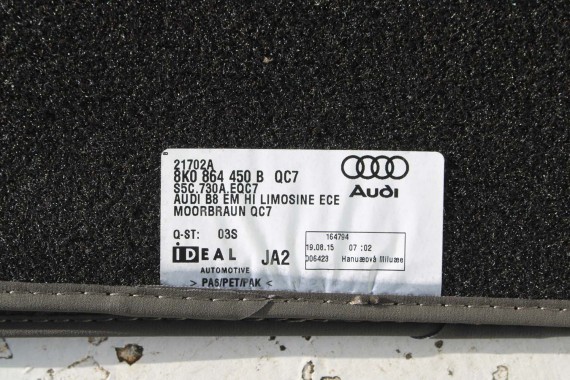 AUDI A4 8K A5 DYWANIKI PODŁOGI 8K1863691F 8K0864450B wycieraczki 8K1863691H 8K0864450C QC7 brąz LIFT 8K0 864 450 8T8 8K1863691