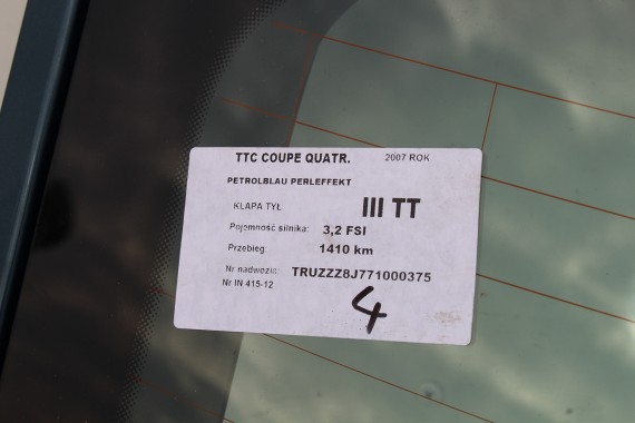 AUDI TT KLAPA BAGAŻNIKA TYŁ 8J LX5Z niebieski 8J88827023 8J8827023A tylna 8J88827023 M7M7 X5Z 8J88827023 8J8827023A 8J8827023A